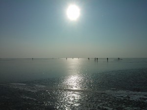 Sonne über dem gefrorenen See